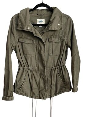 Old Navy Olive Green Utility Jacket with Drawstring Waist